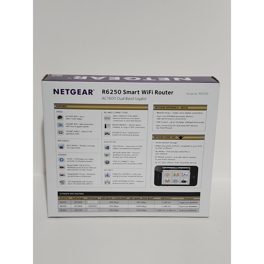 NETGEAR R6250 Smart WiFi Router AC1600 Dual Band Gigabit - Picture 10 of 13